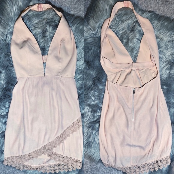 NWT NBD x NAVEN TWINS Lover of Mine Blush Open Back Mini Dress, Size Medium - Picture 3 of 7